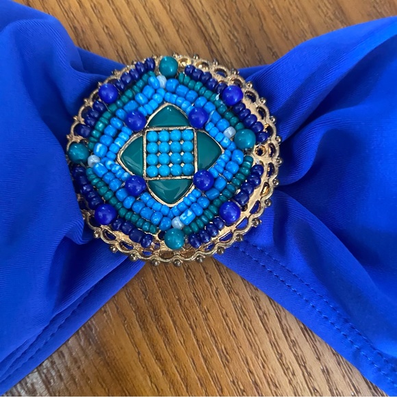 Xhilaration Blue beaded bikini top - Picture 2 of 8